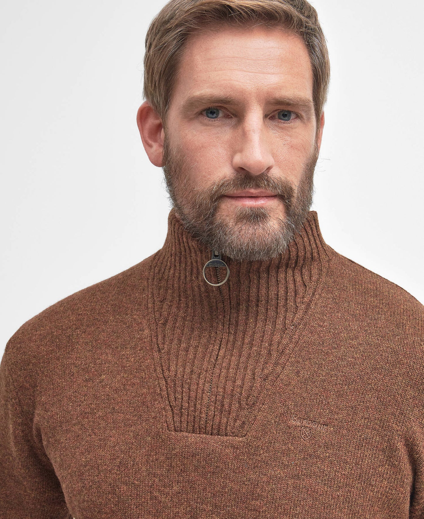 Barbour Essential Half-Zip Jumper - Sandstone MKN0339SN31_05detaila