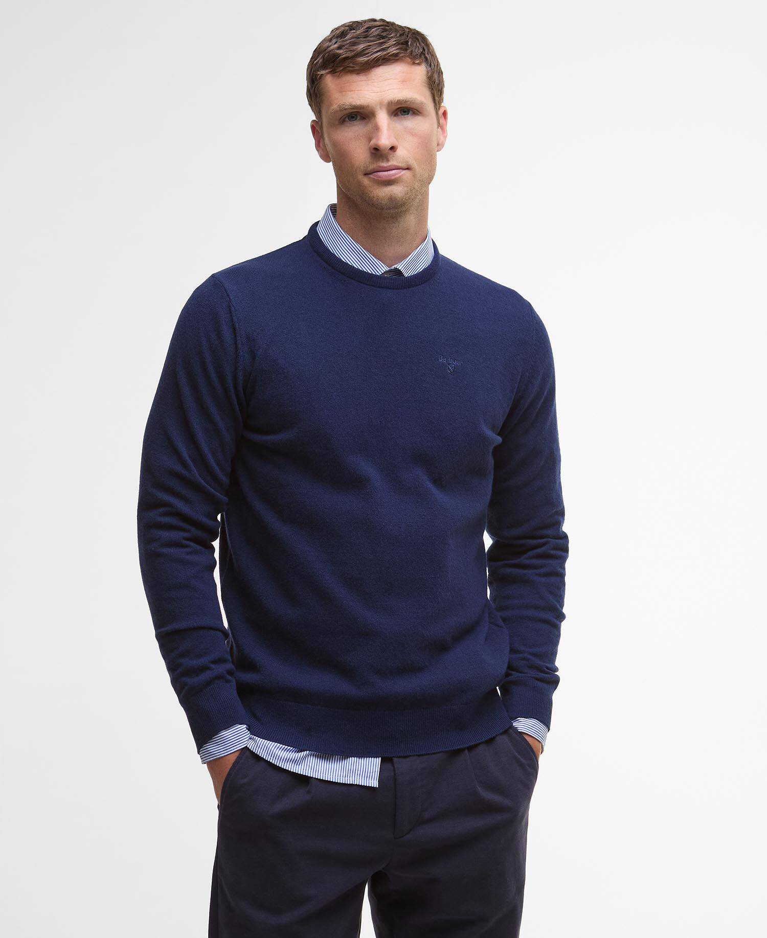 Barbour Essential Crew Neck Jumper - Atlantic Blue MKN0345BL52_01front
