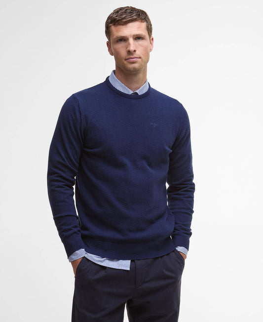 Barbour Essential Crew Neck Jumper - Atlantic Blue MKN0345BL52_01front