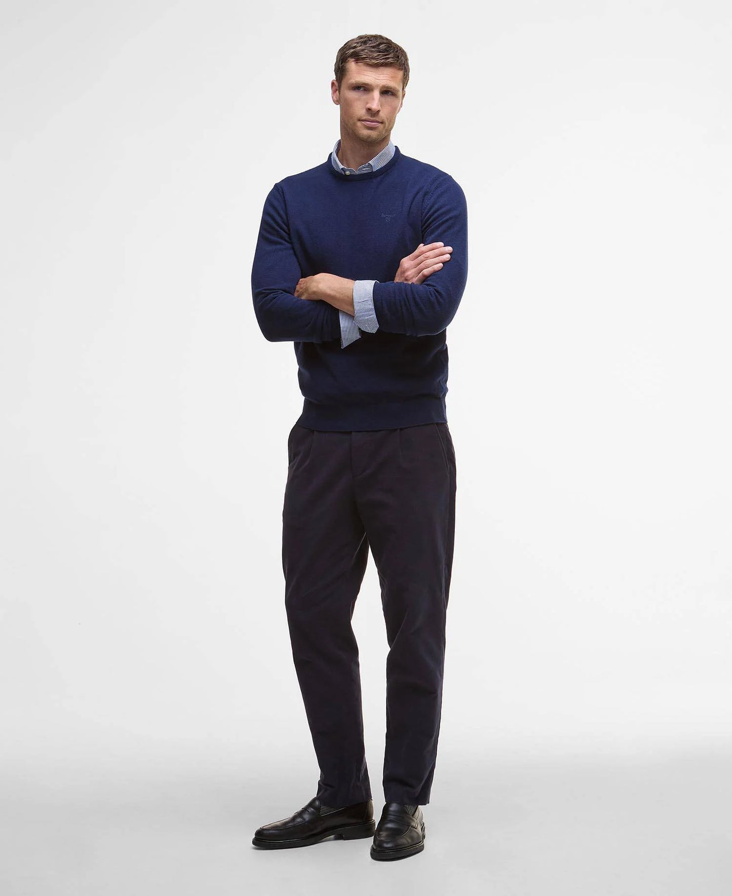 Barbour Essential Crew Neck Jumper - Atlantic Blue MKN0345BL52_03getthelook