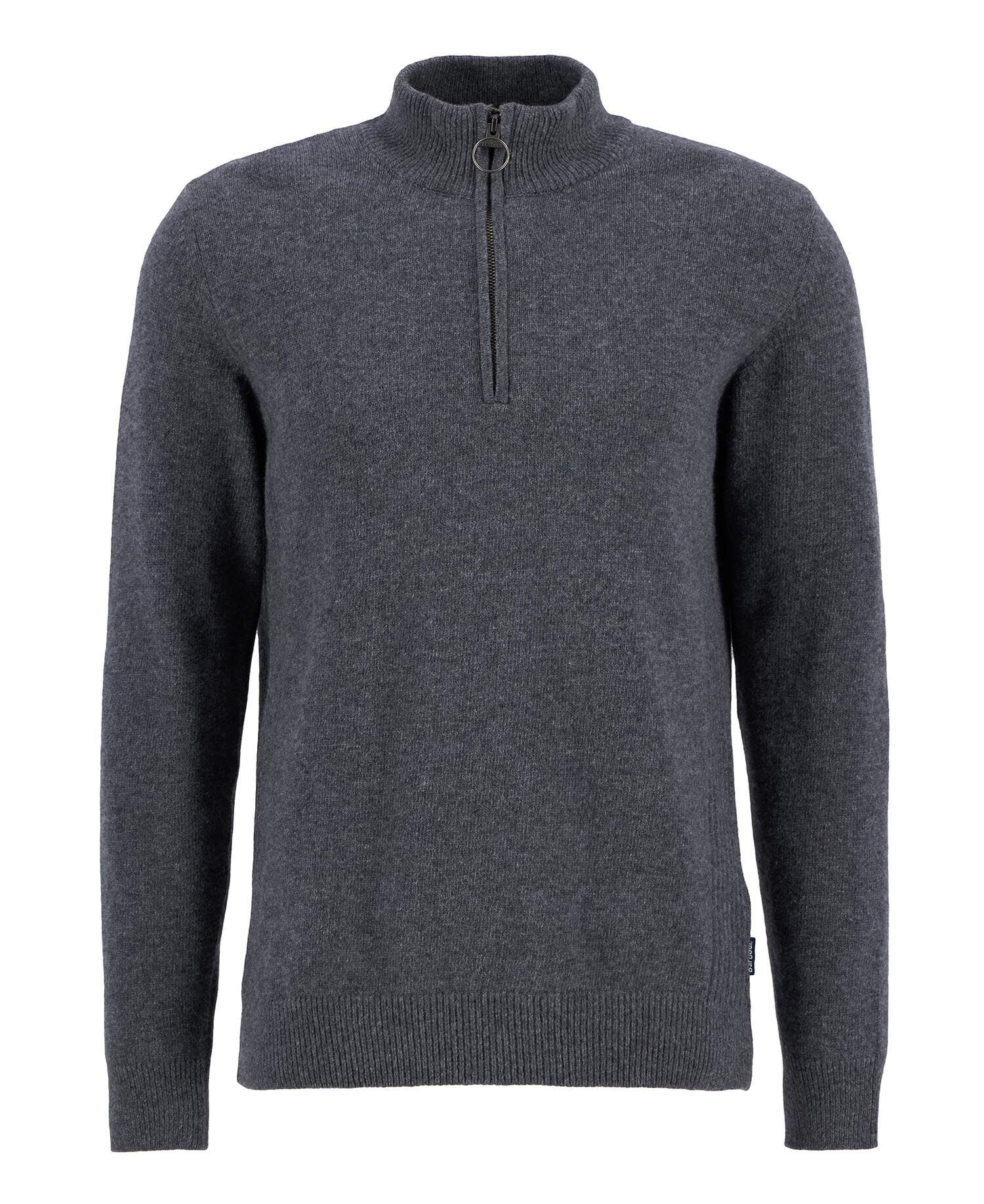 Barbour Holden Quarter Zip Jumper in Grey Marl - flat