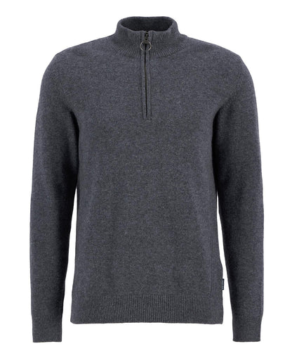 Barbour Holden Quarter Zip Jumper in Grey Marl - flat