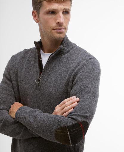 Barbour Holden Quarter Zip Jumper in Grey Marl - fabric detail