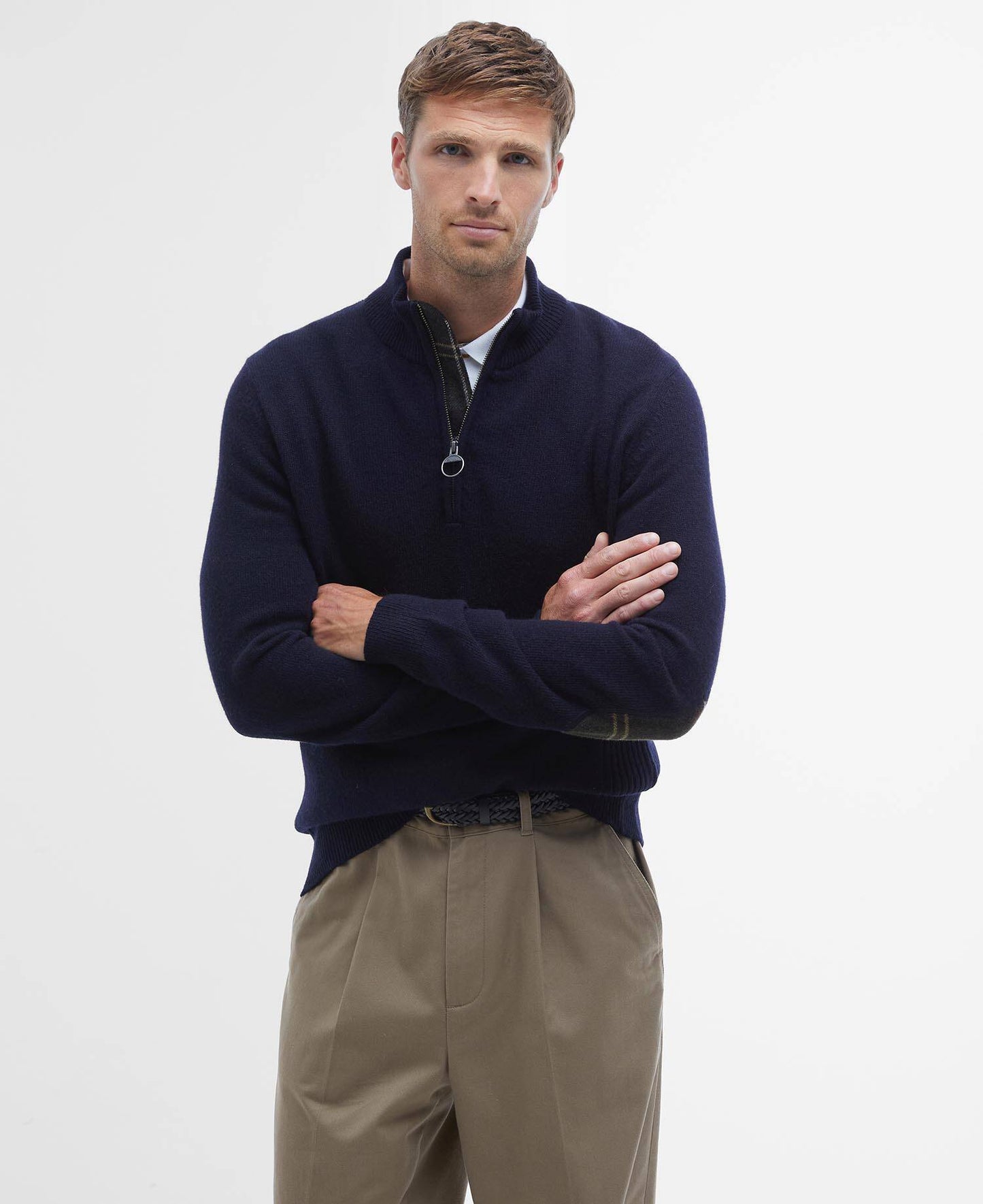 Barbour Holden Quarter Zip Jumper in Navy - front