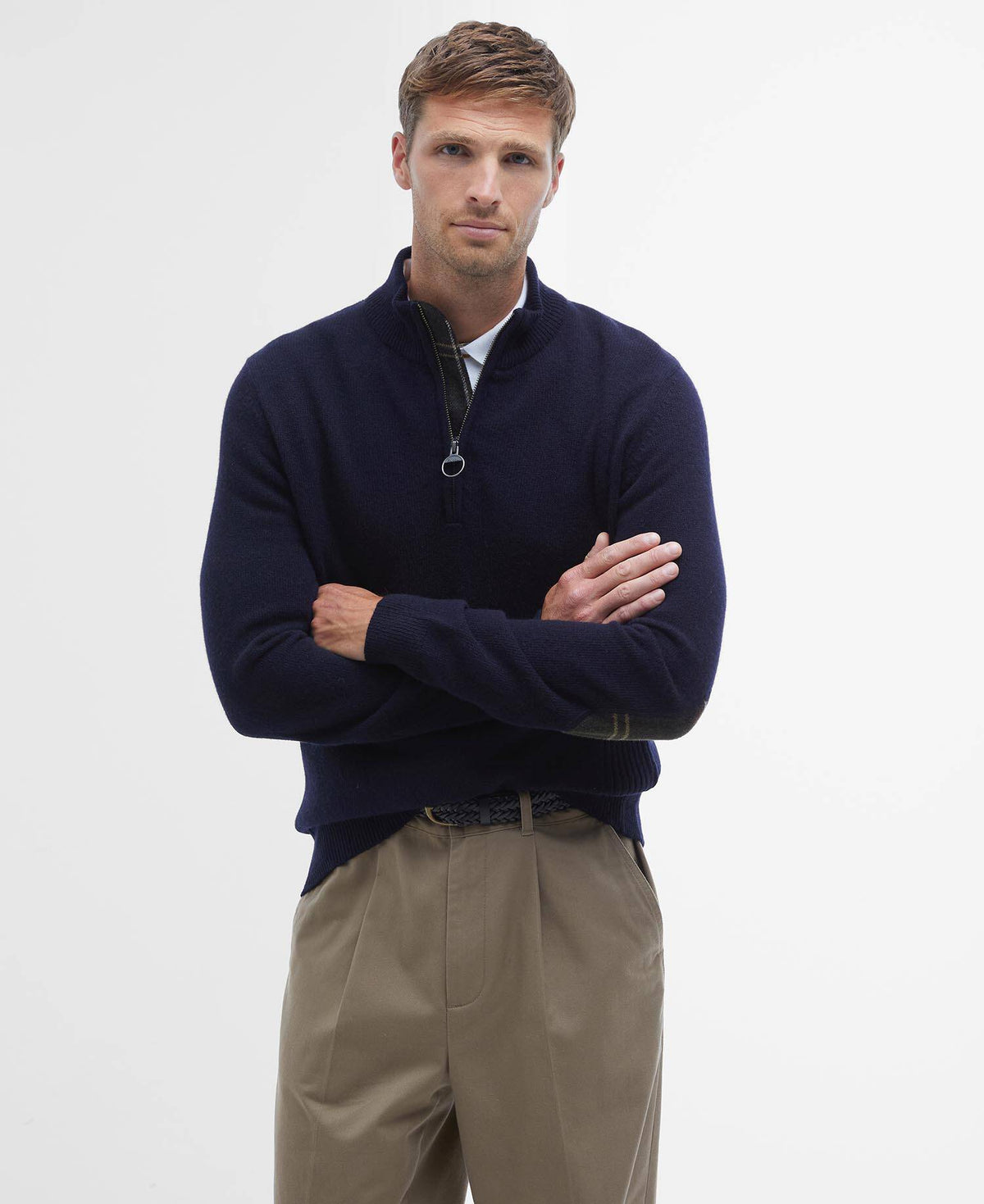 Barbour Holden Quarter Zip Jumper in Navy - front