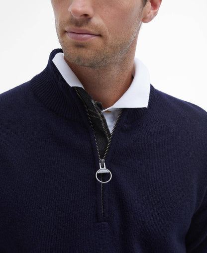 Barbour Holden Quarter Zip Jumper in Navy - fabric detail