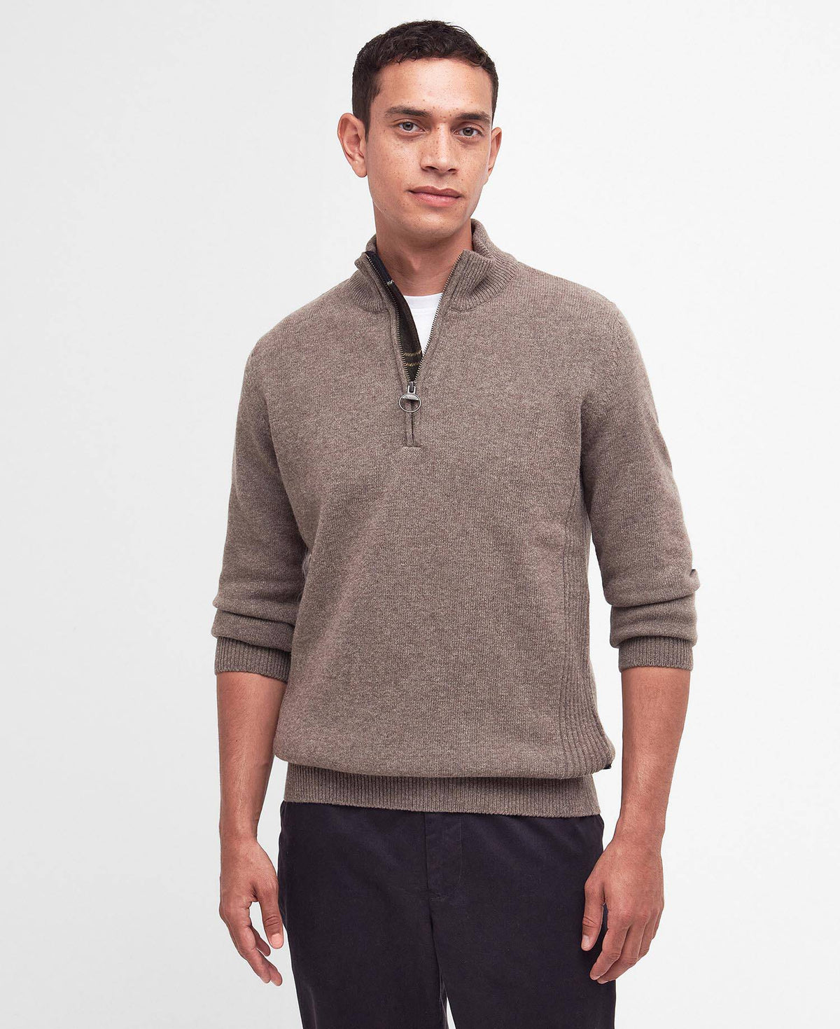 Barbour Holden Quarter Zip Jumper in Military Marl - front