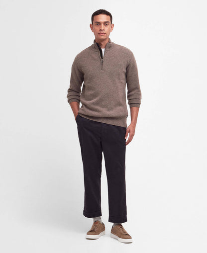 Barbour Holden Quarter Zip Jumper in Military Marl - styled
