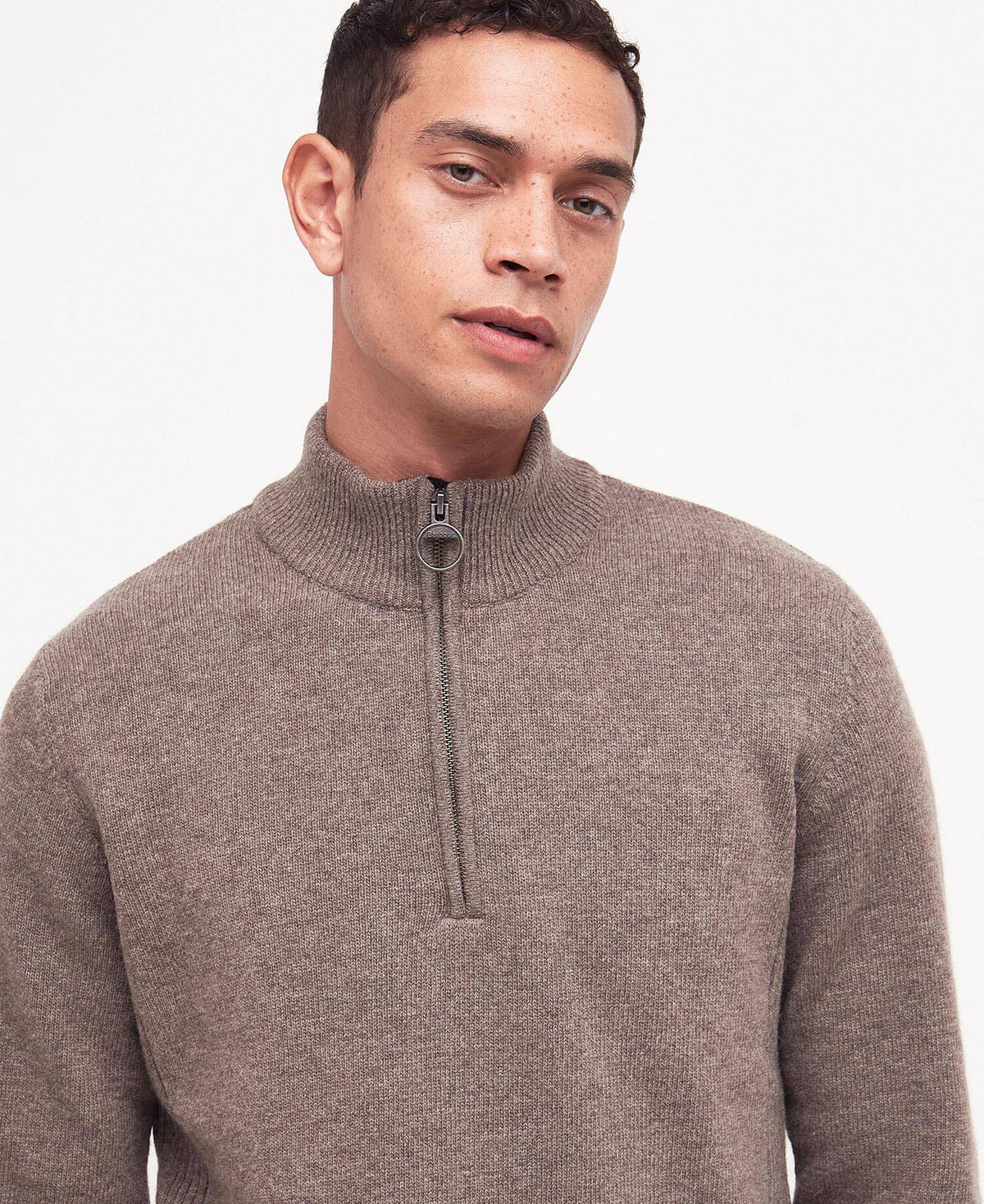 Barbour Holden Quarter Zip Jumper in Military Marl - detail