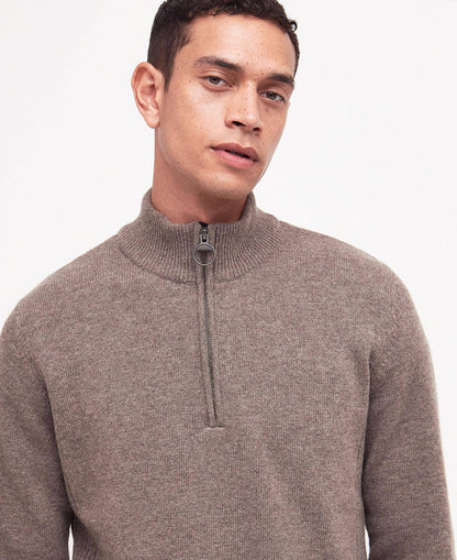 Barbour Holden Quarter Zip Jumper in Military Marl - detail