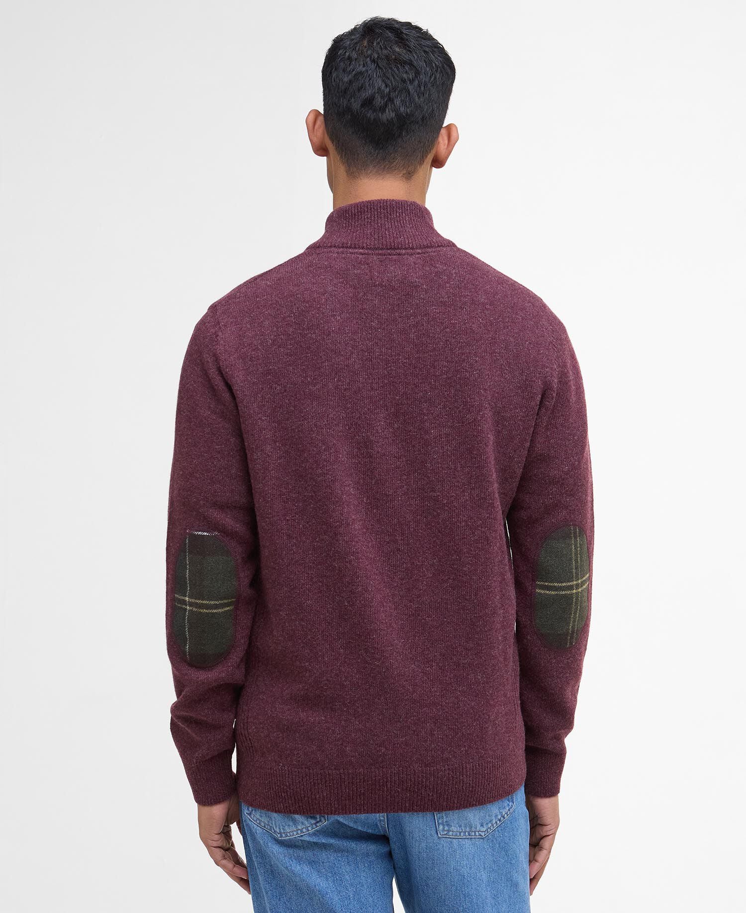 Barbour Holden Quarter Zip Jumper in Ruby - back