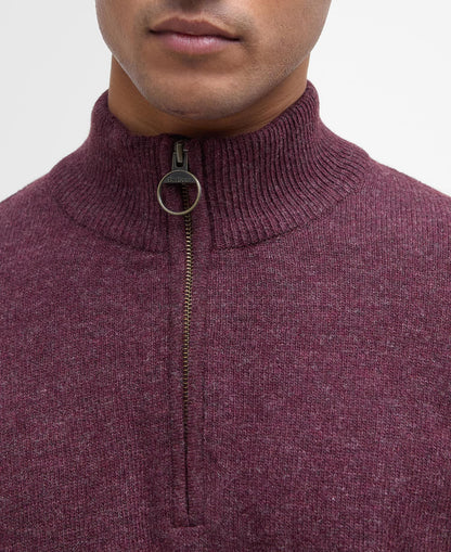 Barbour Holden Quarter Zip Jumper in Ruby - fabric detail