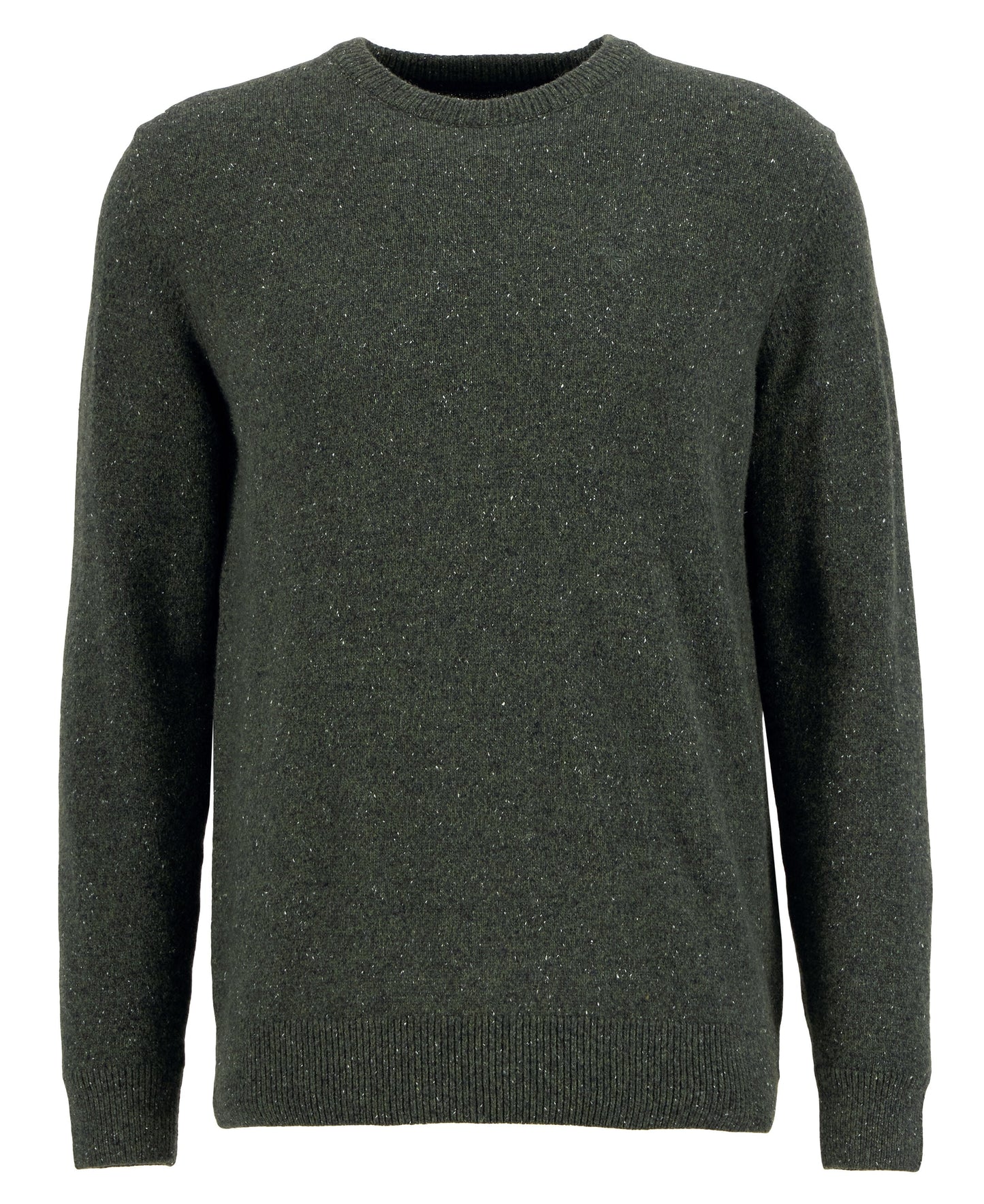 Barbour Essential Tisbury Crew Neck Jumper in Forest - flat