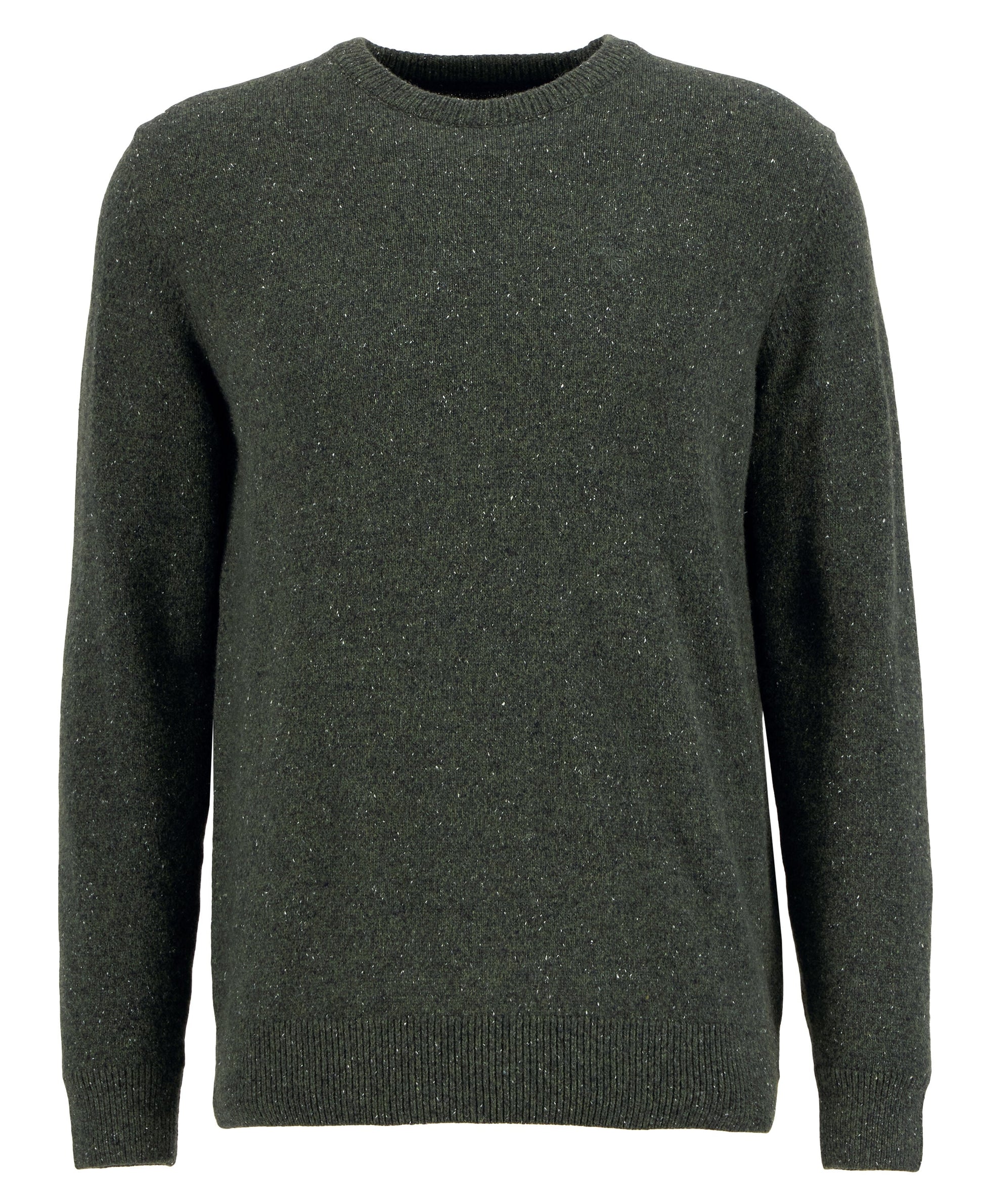 Barbour Essential Tisbury Crew Neck Jumper in Forest - flat