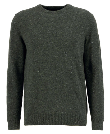 Barbour Essential Tisbury Crew Neck Jumper in Forest - flat