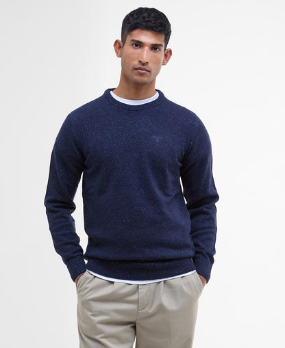 Barbour Essential Tisbury Crew Neck Jumper in Navy - front