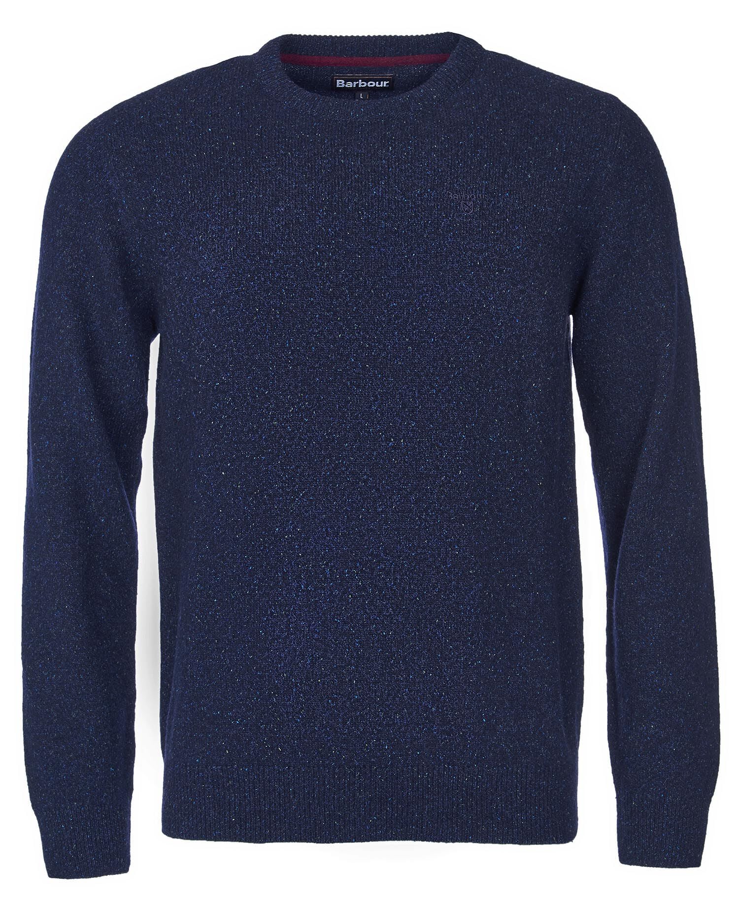 Barbour Essential Tisbury Crew Neck Jumper in Navy - flat