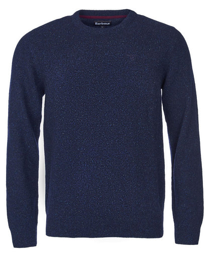 Barbour Essential Tisbury Crew Neck Jumper in Navy - flat