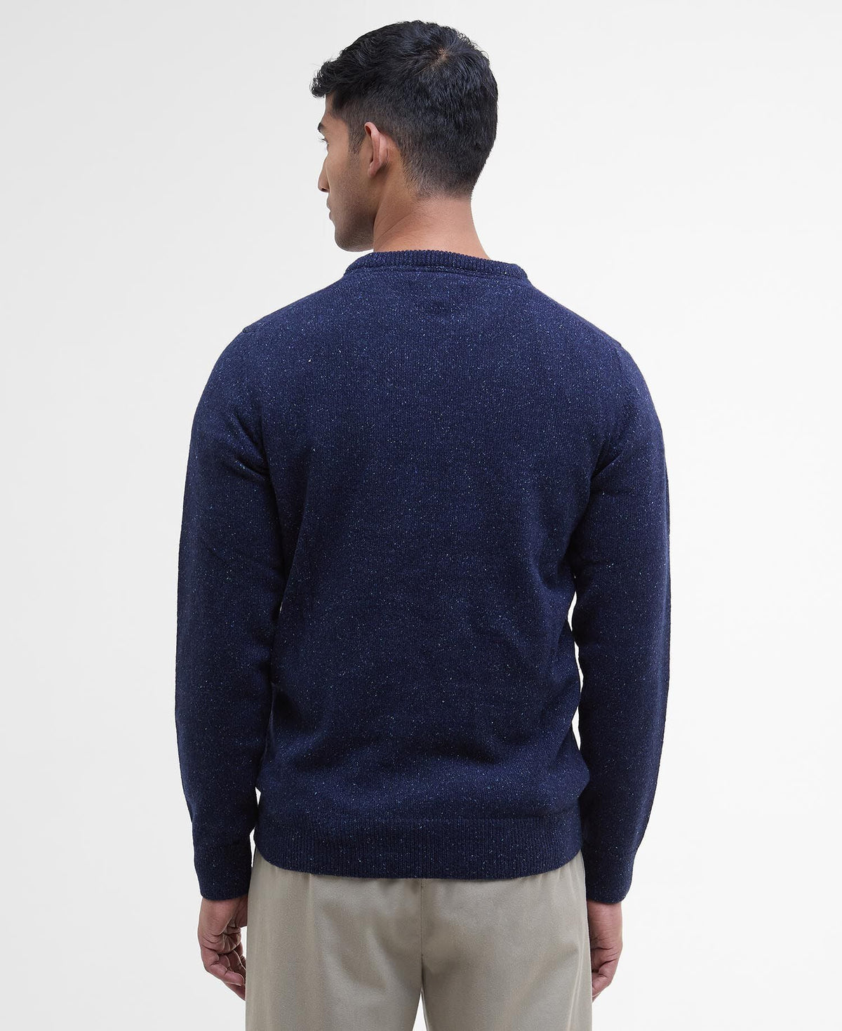 Barbour Essential Tisbury Crew Neck Jumper in Navy - back