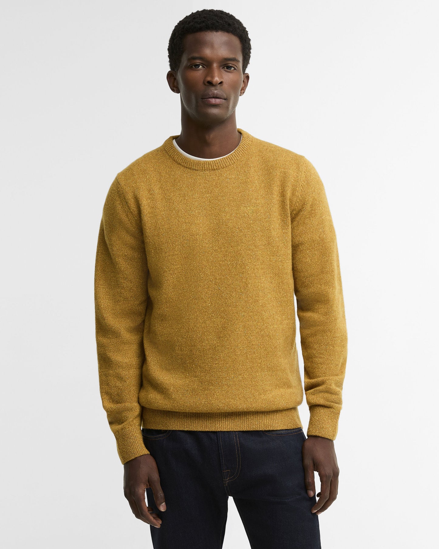Barbour Essential Tisbury Crew Neck Jumper in Copper - front