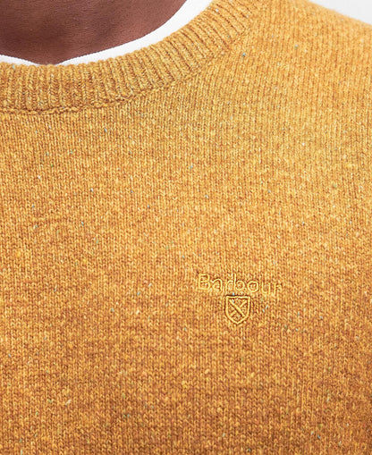 Barbour Essential Tisbury Crew Neck Jumper in Copper - fabric detail