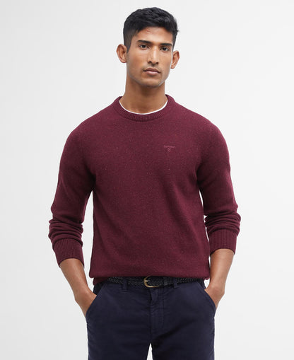 Barbour Essential Tisbury Crew Neck Jumper in Ruby - front