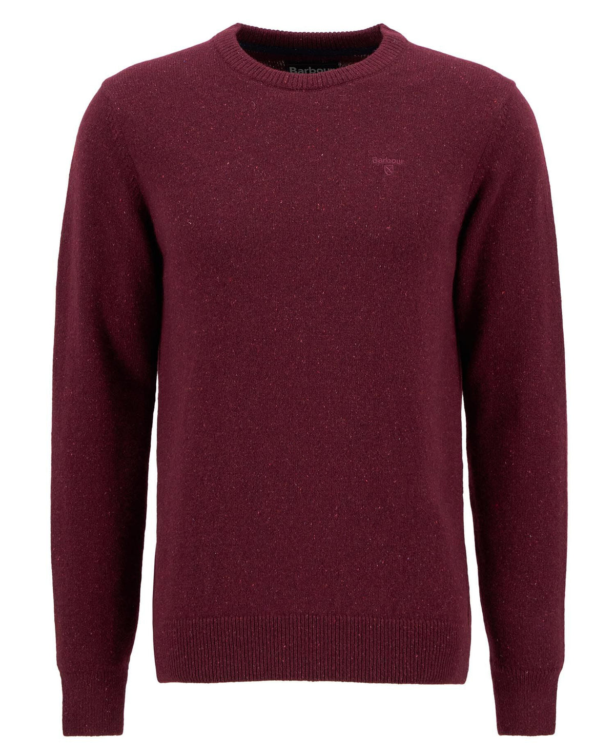 Barbour Essential Tisbury Crew Neck Jumper in Ruby - flat