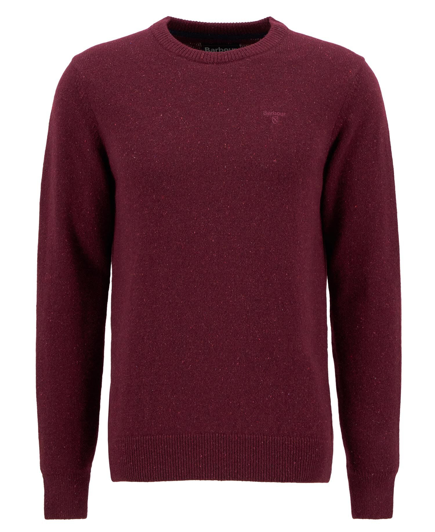 Barbour Essential Tisbury Crew Neck Jumper in Ruby - flat