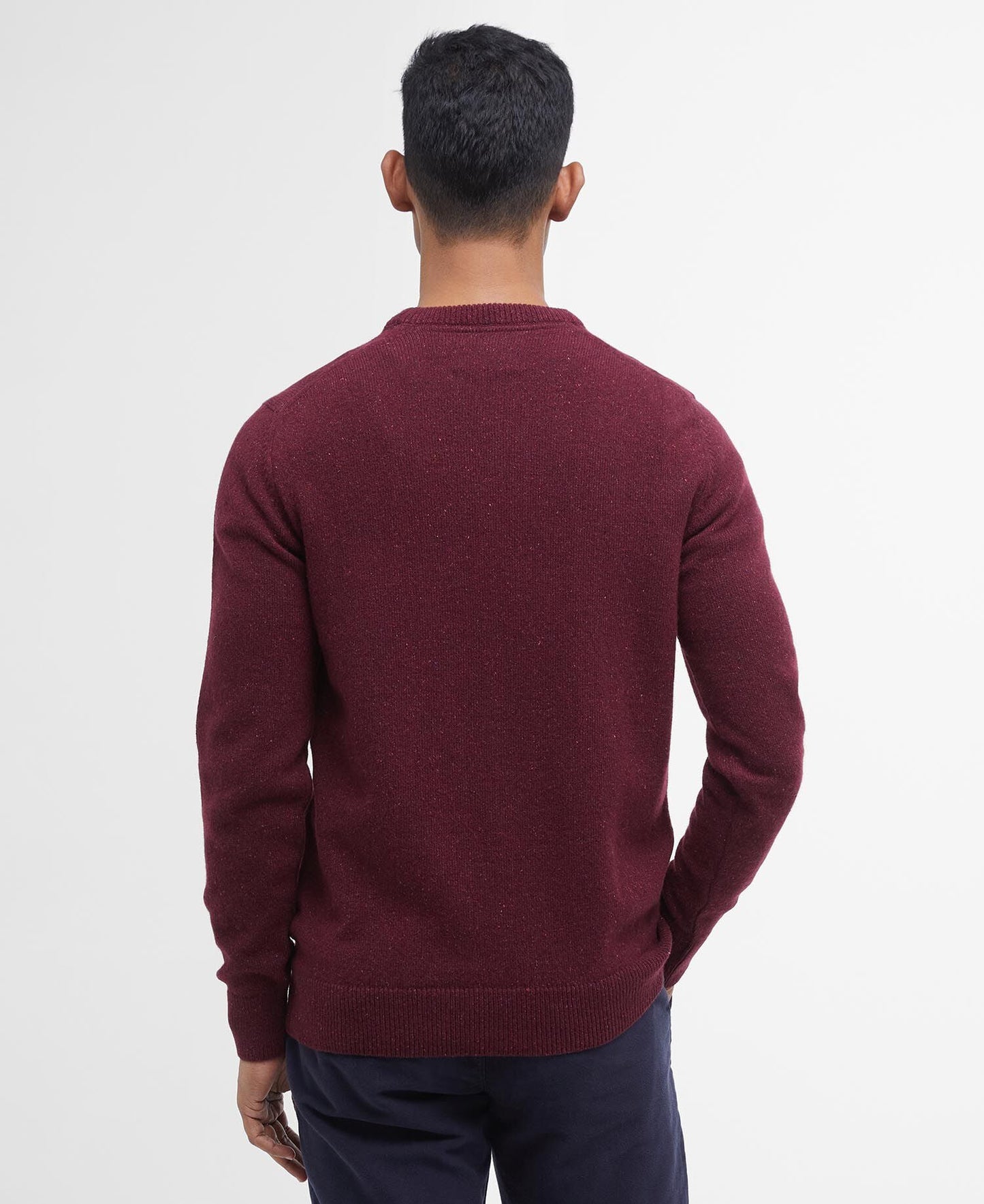 Barbour Essential Tisbury Crew Neck Jumper in Ruby - back