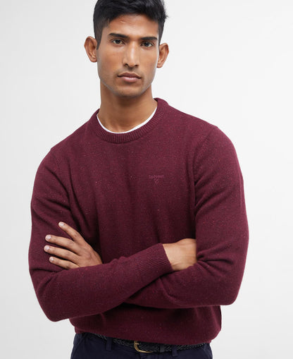 Barbour Essential Tisbury Crew Neck Jumper in Ruby - detail