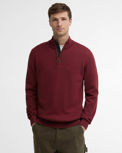 Barbour Cotton Quarter-Zip Jumper - Russet MKN1074BR57_01front