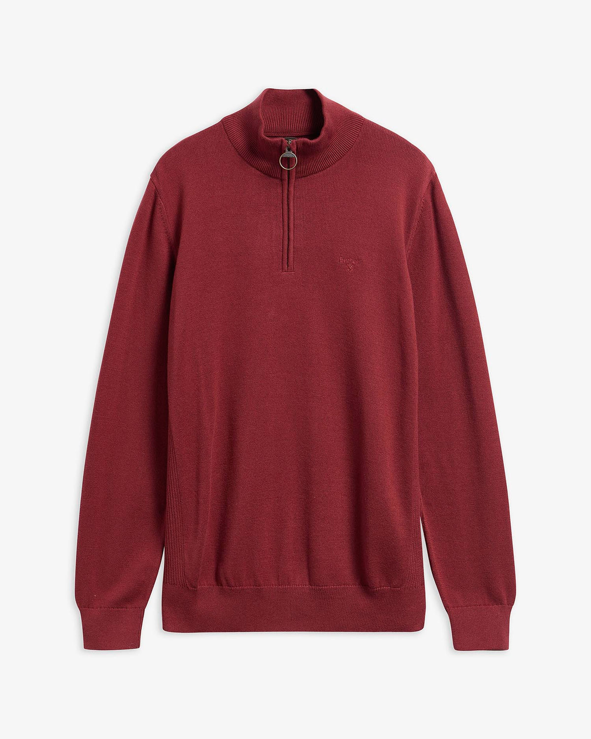 Barbour Cotton Quarter-Zip Jumper - Russet MKN1074BR57_02flat
