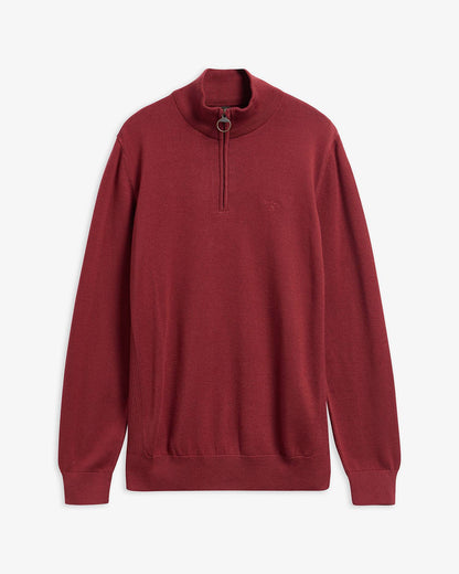Barbour Cotton Quarter-Zip Jumper - Russet MKN1074BR57_02flat