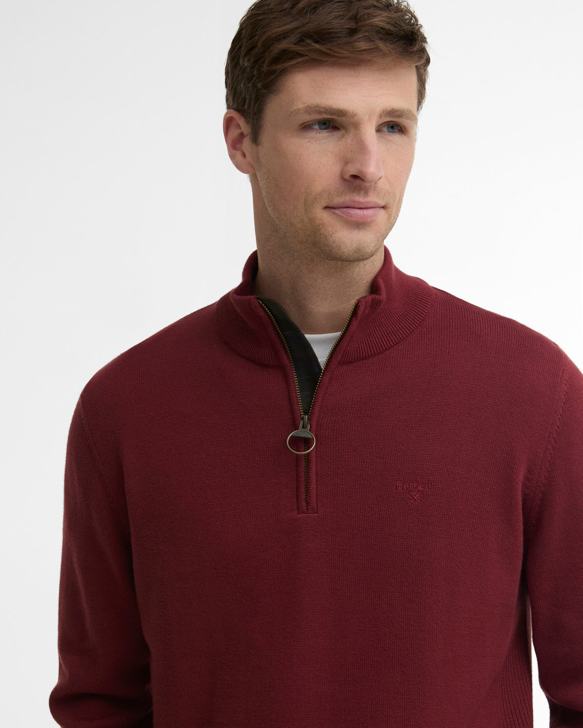 Barbour Cotton Quarter-Zip Jumper - Russet MKN1074BR57_05detaila
