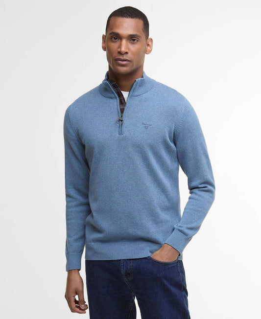 Barbour Cotton Half-Zip Jumper - Blue Stone MKN1074BU43_01front