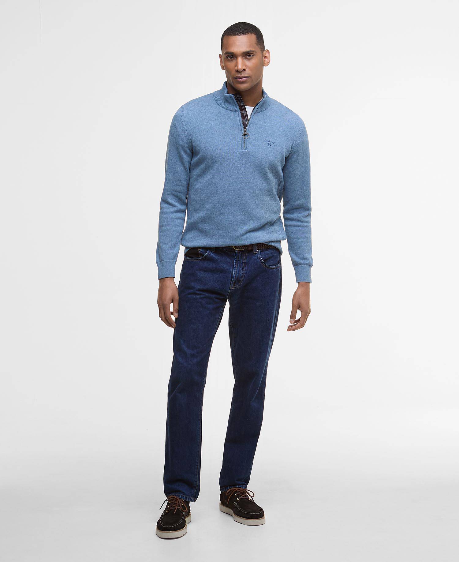 Barbour Cotton Half-Zip Jumper - Blue Stone MKN1074BU43_03getthelook