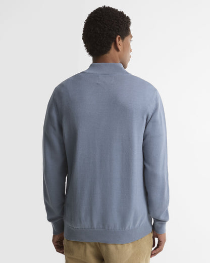 Barbour Cotton Quarter-Zip Jumper in Tarn Blue - back