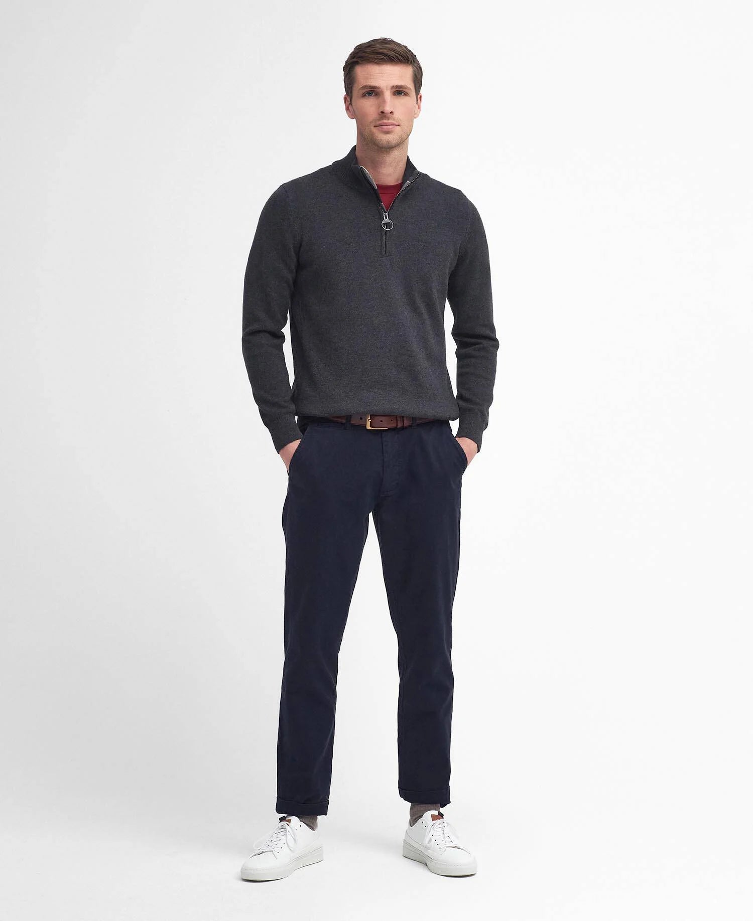 Barbour Cotton Half-Zip Jumper - Charcoal MKN1074CH91_03getthelook