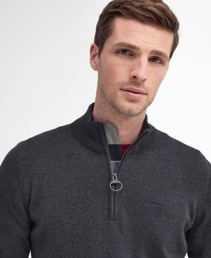 Barbour Cotton Half-Zip Jumper - Charcoal MKN1074CH91_05detaila