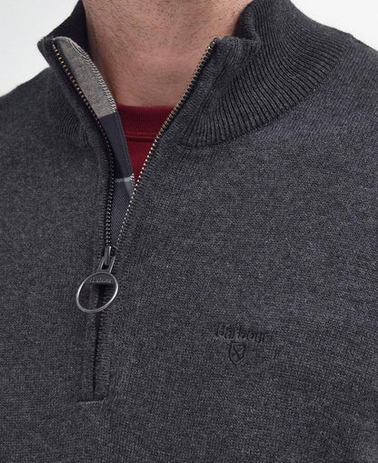 Barbour Cotton Half-Zip Jumper - Charcoal MKN1074CH91_05detailb