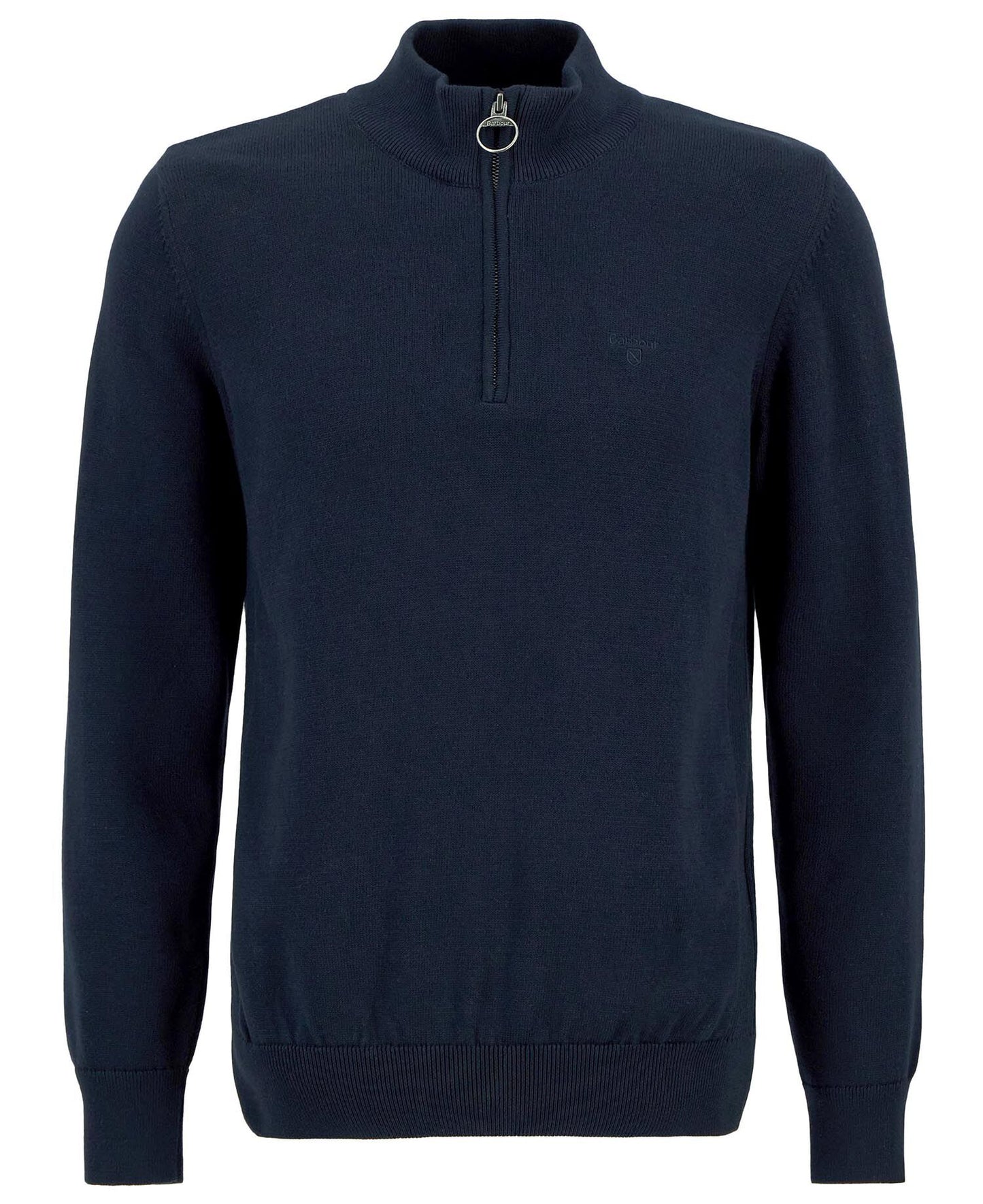 Barbour Cotton Quarter-Zip Jumper in Navy - flat lay