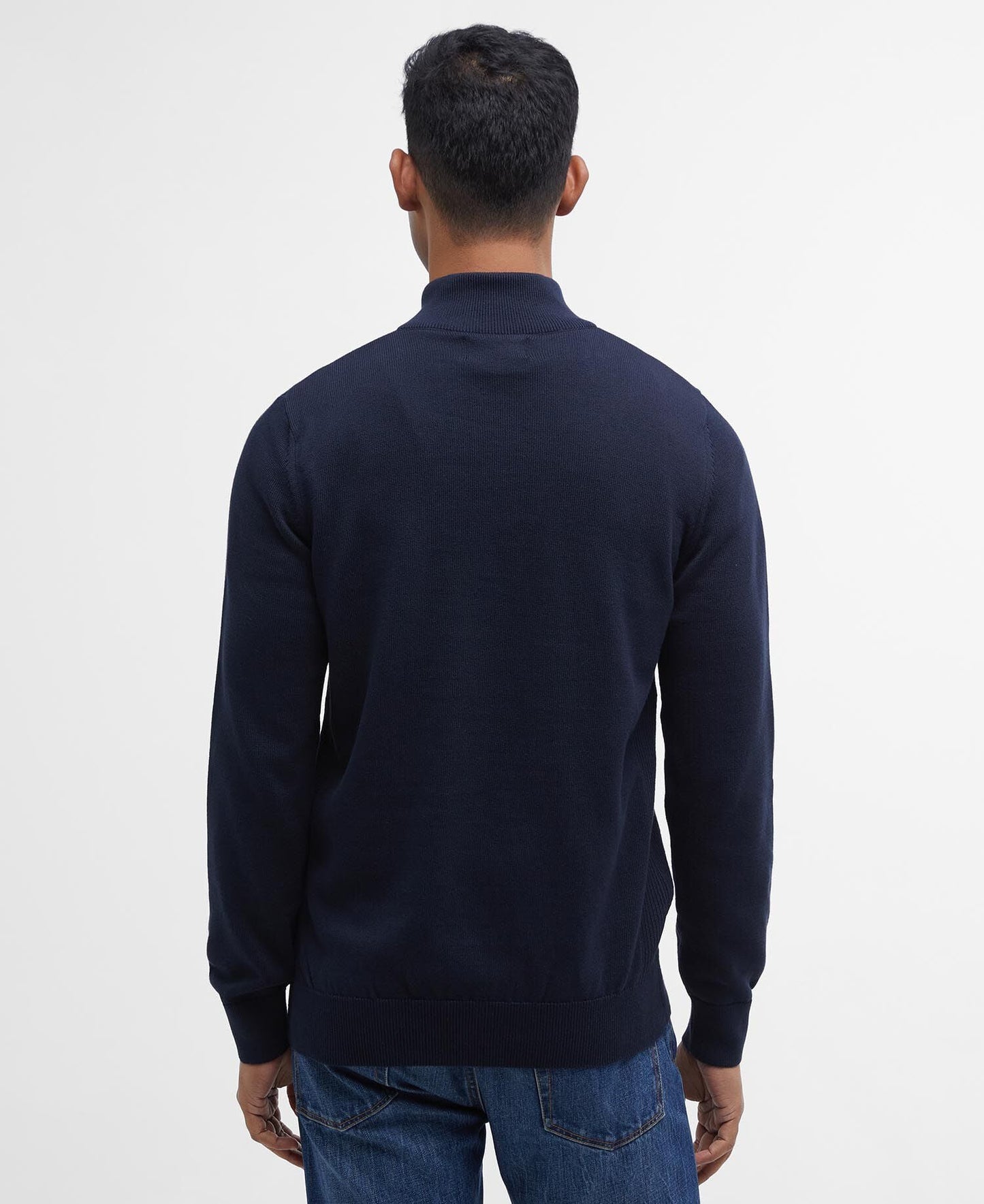 Barbour Cotton Quarter-Zip Jumper in Navy - back