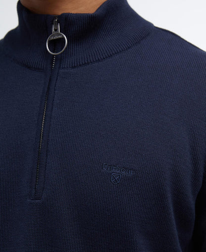 Barbour Cotton Quarter-Zip Jumper in Navy - detail