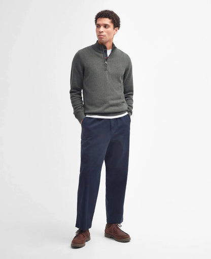 Barbour Cotton Half-Zip Jumper - Olive Marl MKN1074OL91_03getthelook