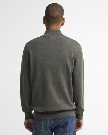 Barbour Cotton Quarter-Zip Jumper in Olive - back