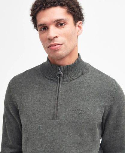 Barbour Cotton Half-Zip Jumper - Olive Marl MKN1074OL91_05detaila