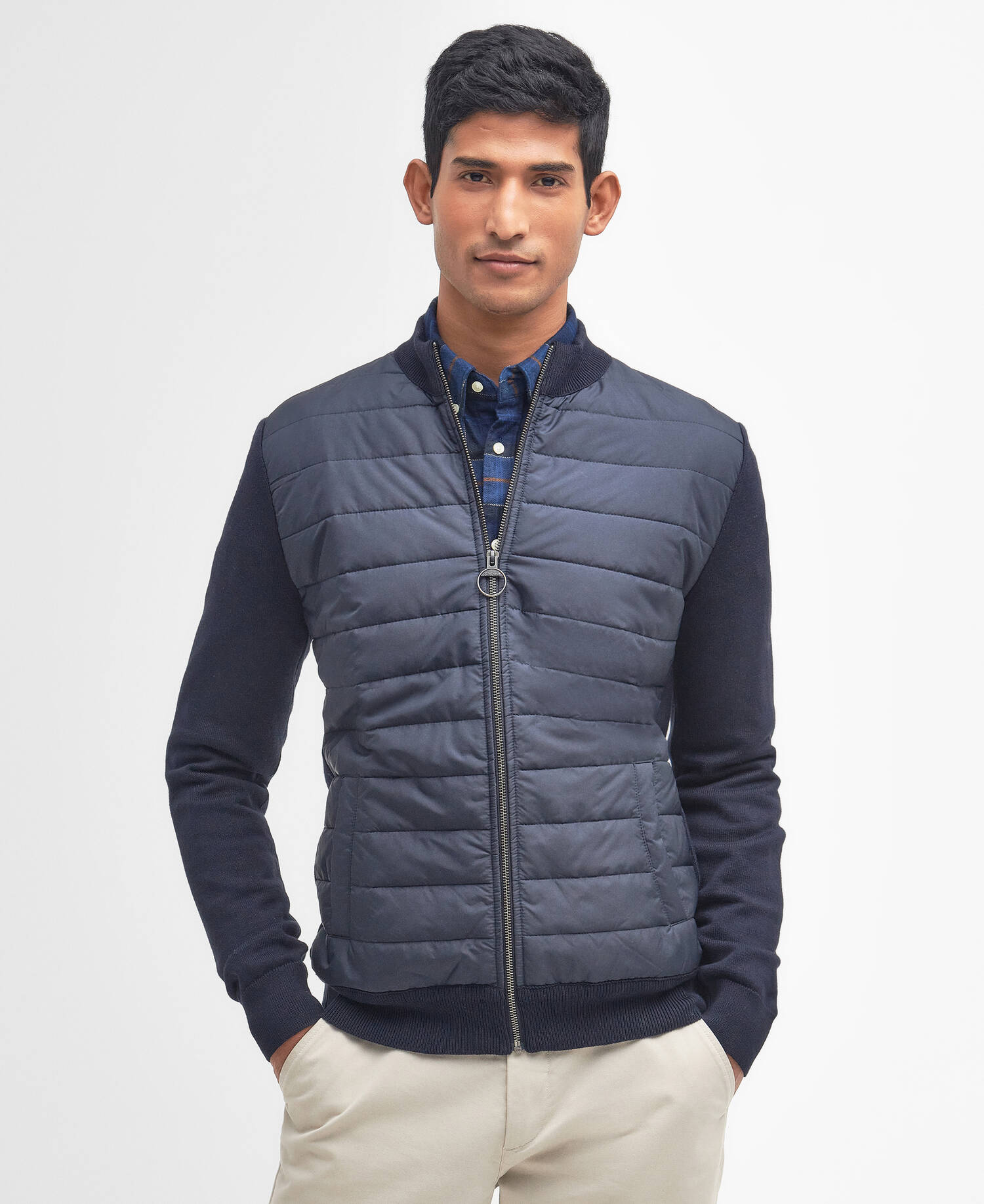 BArbour Essential Carn Quilted Jumper - Classic Navy MKN1104NY91_01front