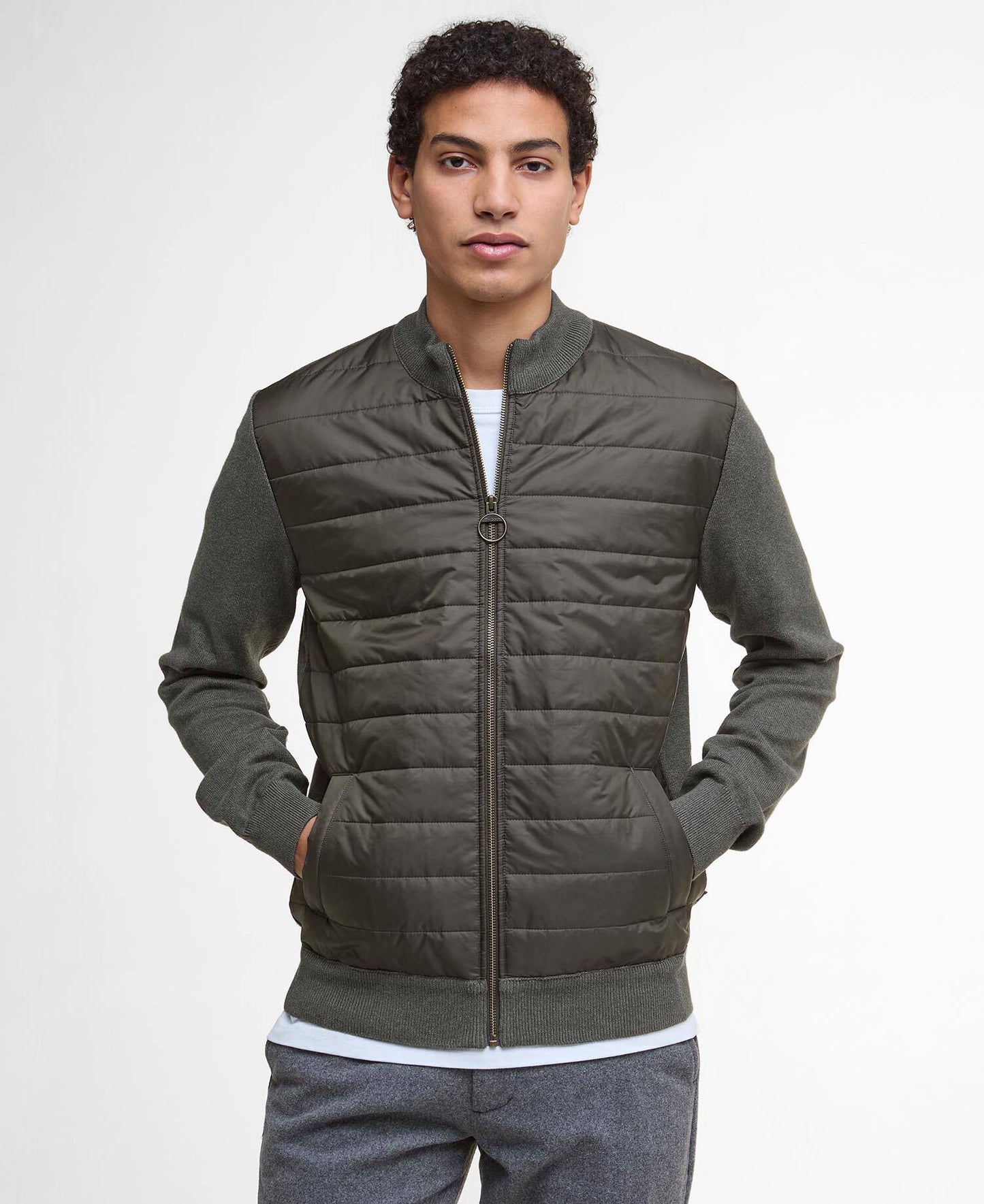 Barbour Essential Carn Quilted Jumper - Olive MKN1104OL51_01front