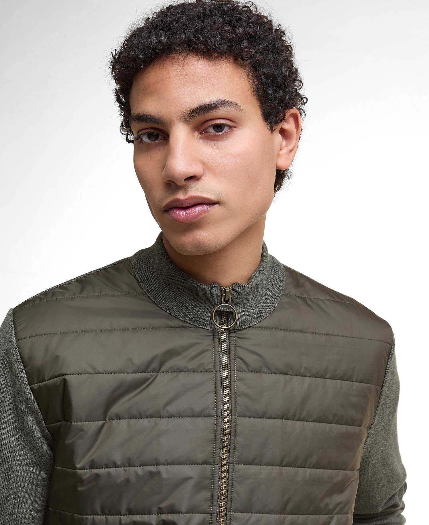 Barbour Essential Carn Quilted Jumper - Olive MKN1104OL51_05detaila