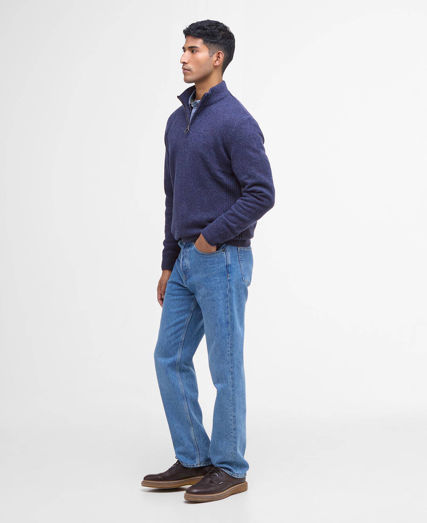 Barbour Essential Tisbury Half-Zip Jumper - Deep Blue MKN1187BL91_03getthelook